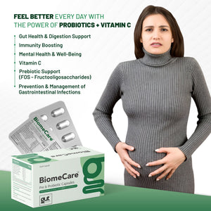 BiomeCare™ Probiotic | Prebiotic Capsules with Vitamin C