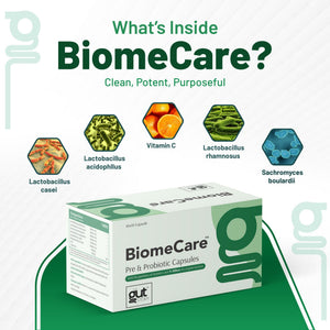 BiomeCare™ Probiotic | Prebiotic Capsules with Vitamin C